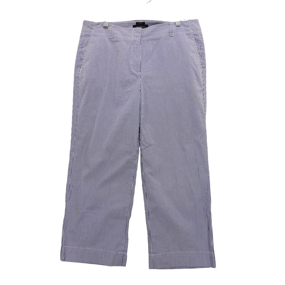 Talbots‎ Chelsea Pants Women 10 Blue White Seersucker Striped Cropped Straight